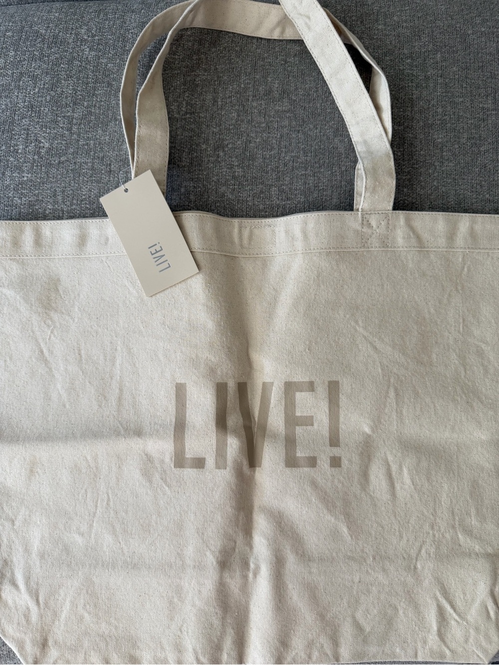 Live! Tote Bag - Neutral Beige - New with tag